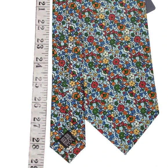 Drake's NWT Neck Tie in Blue / Multicolor Mini Floral Print 100% Silk